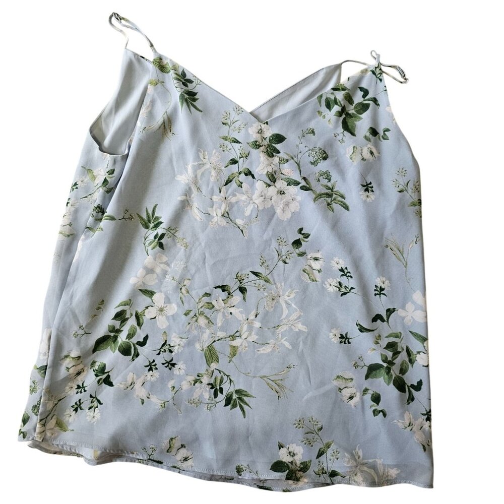 Calvin Klein Small Floral Print Spaghetti Strap Camisole Top Blue & White